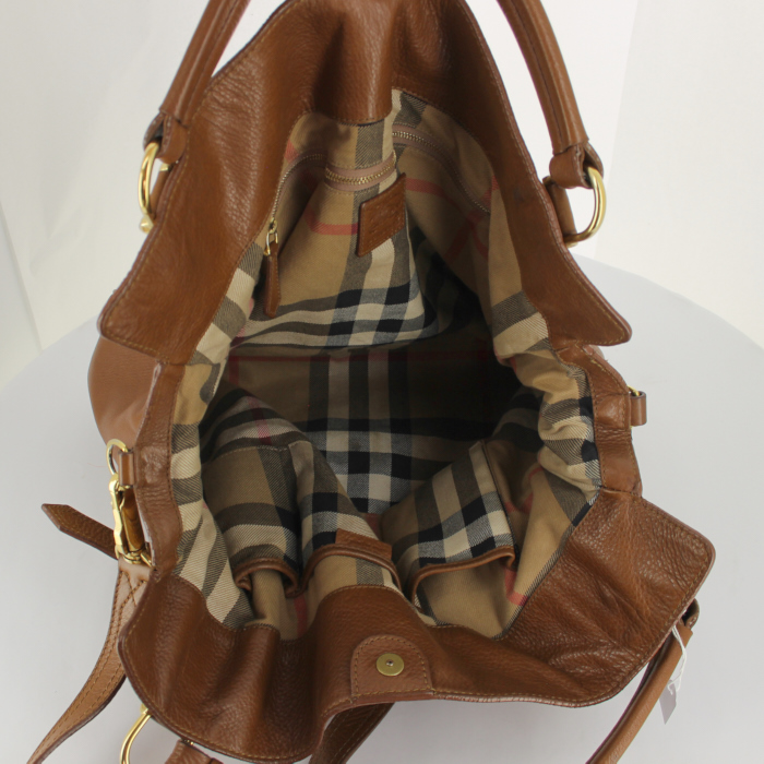 Sac à main Burberry en cuir marron - Detail D3