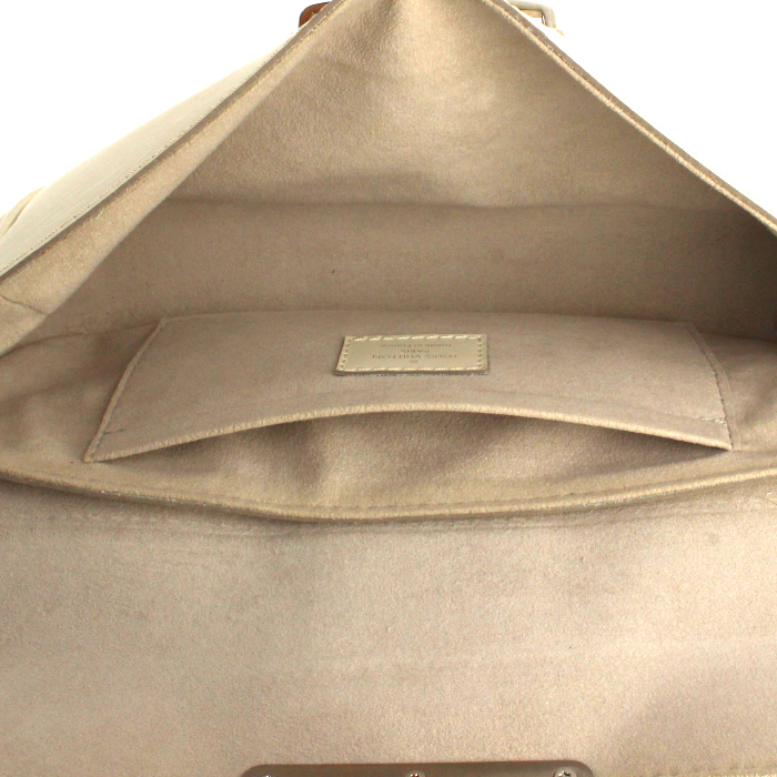 Borsa/pochette Louis Vuitton Montaigne in pelle Epi color crema - Detail D2
