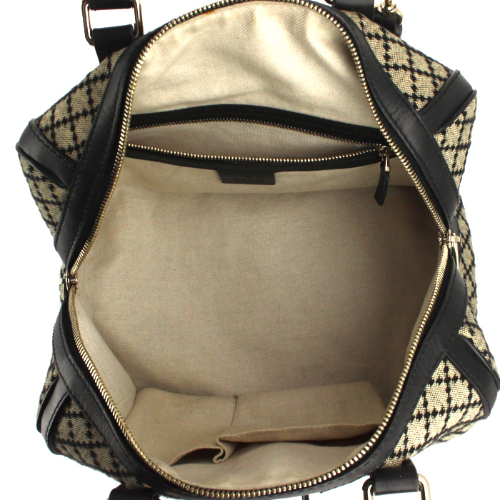 Bolso de mano Gucci en lona Monogram negra y marrón - Detail D3