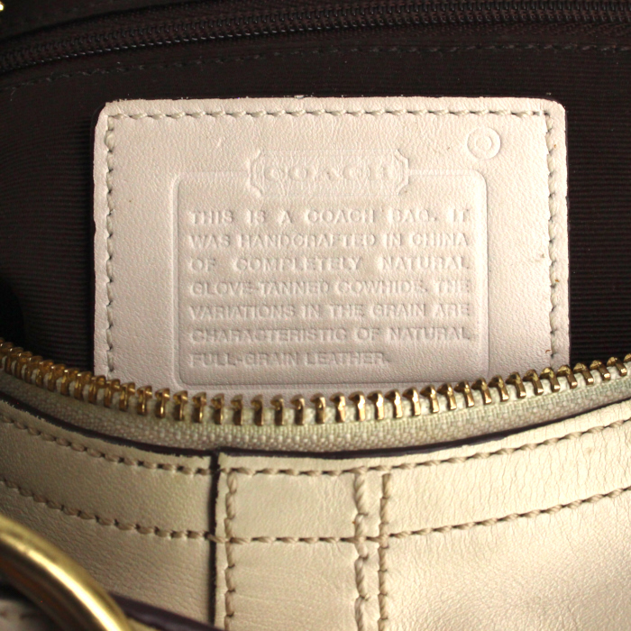 Sac à main Coach en cuir blanc-cassé - Detail D3