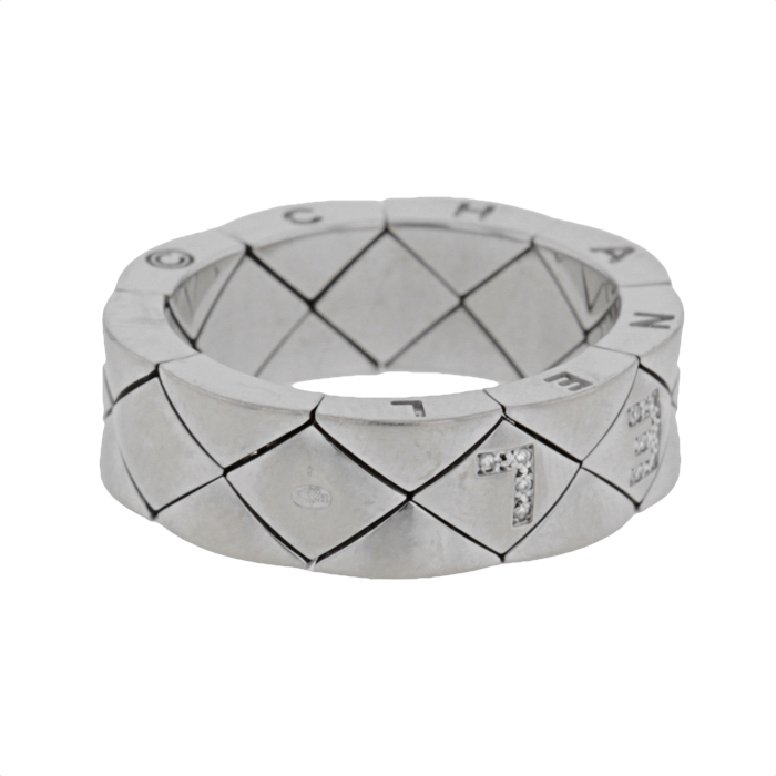 Chanel Matelassé half-articulated ring in white gold and diamonds - Detail D2