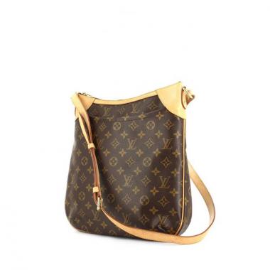 Borsa a tracolla in tela monogram e pelle naturale