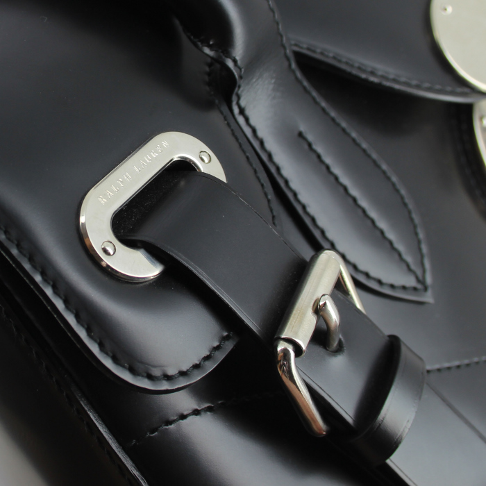 Sac à main Ralph Lauren en cuir noir - Detail D4