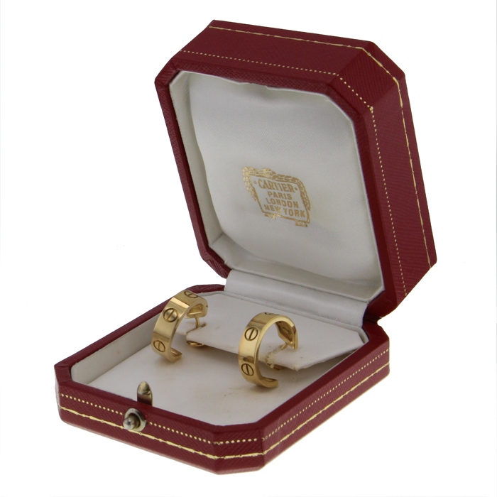 Orecchini a cerchio Cartier Love in oro giallo - Detail D2