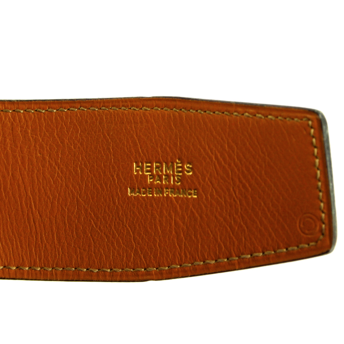 Ceinture Hermes grand modèle en cuir box noir - Detail D2