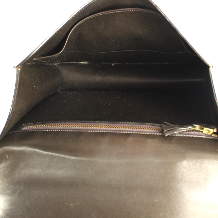 Bolso de mano Hermes Hermes Constance en cuero box marrón chocolate - Detail D3