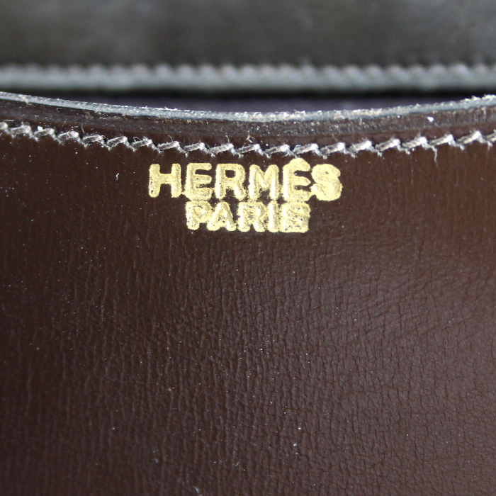 Hermes Hermes Constance handbag in chocolate brown box leather - Detail D4