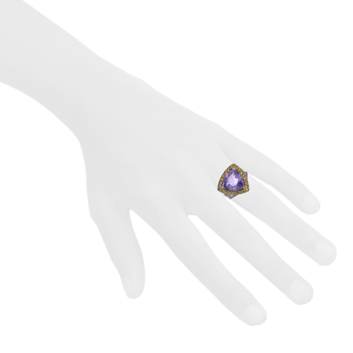 Mauboussin Tellement subtile pour toi ring in white gold,  citrine and sapphires and in amethyst - Detail D1