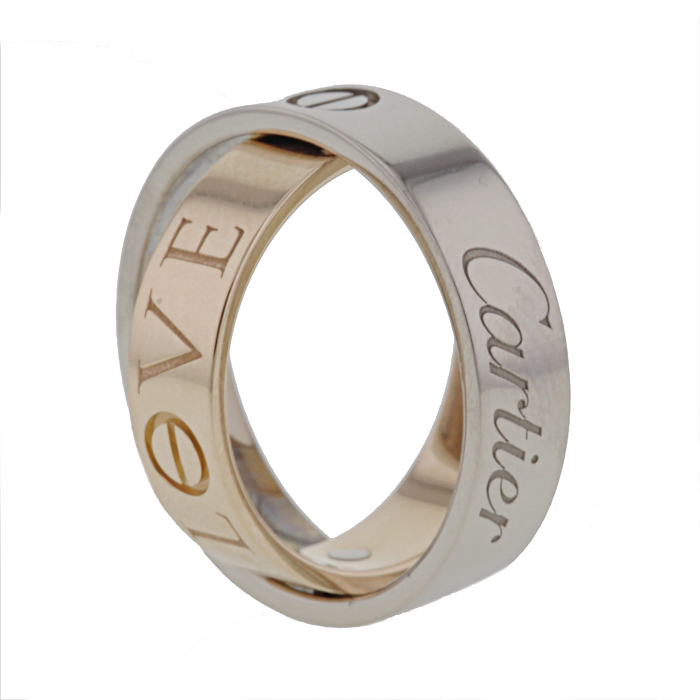 Cartier Love ring in white gold and pink gold - Detail D2