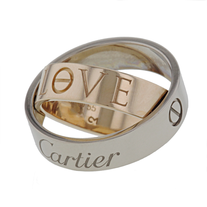 Bague Cartier Love en or blanc et or rose - Detail D3
