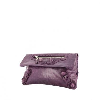 Pochette Balenciaga Classic Enveloppe in pelle viola