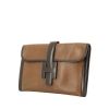 Hermes Jige pouch in brown and chocolate brown grained leather - 00pp thumbnail