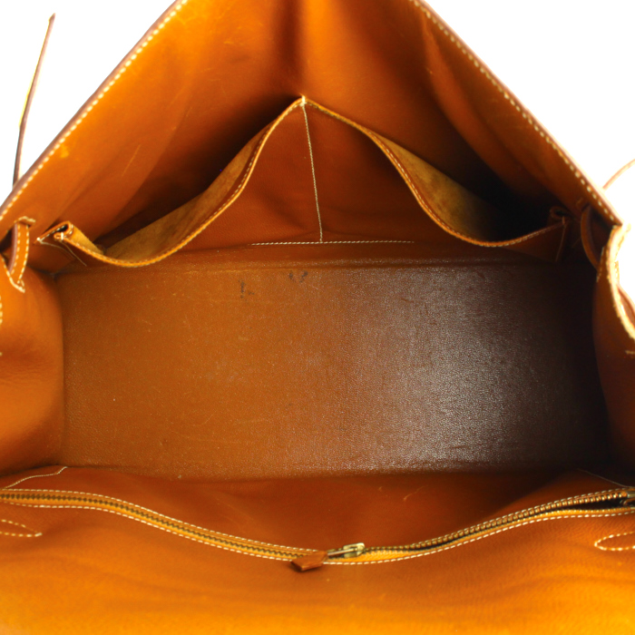 Sac à main Hermes Kelly 35 cm en cuir Courchevel gold - Detail D3