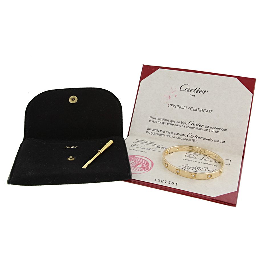 Bracelet Cartier Love en or jaune et diamants - Detail D2