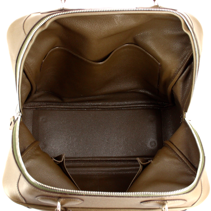 Hermes Omnibus medium model travel bag in khaki epsom leather - Detail D2