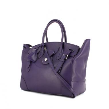 Bolso de mano Ralph Lauren Ricky modelo grande en cuero violeta