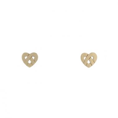 Paire de puces d'oreilles Poiray Coeur Entrelacé petit modèle en or jaune
