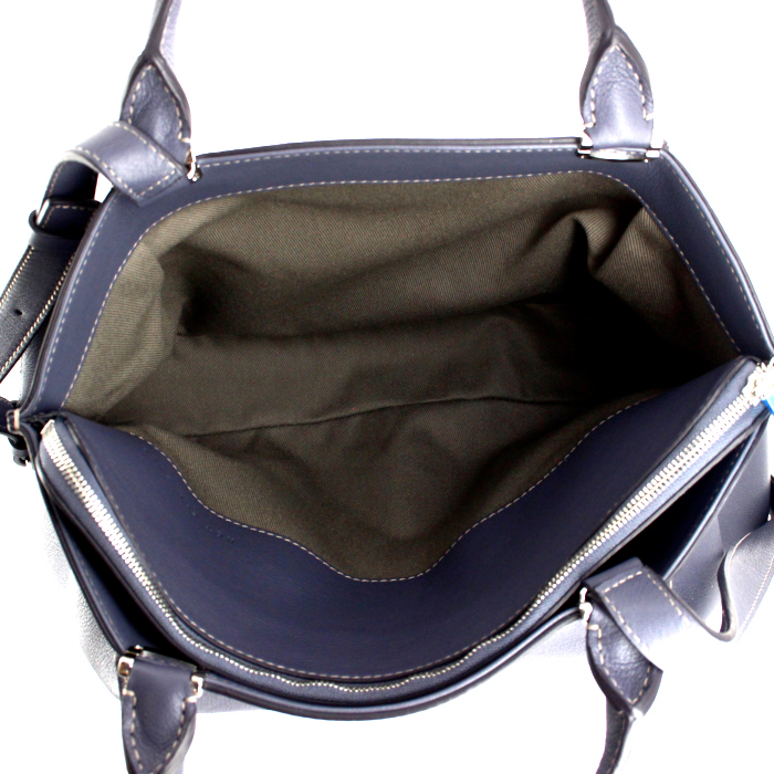 Cartier small model handbag in grey blue leather - Detail D3