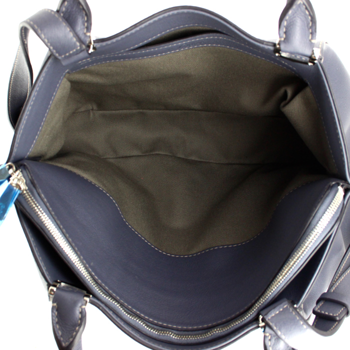 Cartier small model handbag in grey blue leather - Detail D4