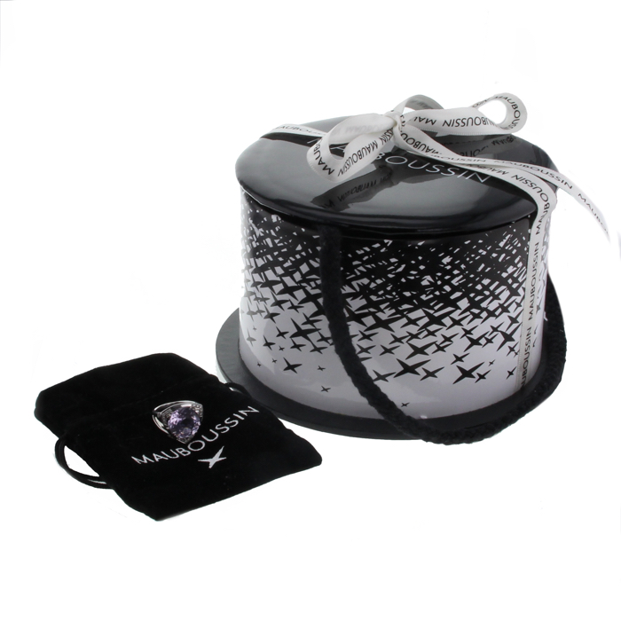 Mauboussin ring in white gold and diamonds and in amethyst - Detail D2