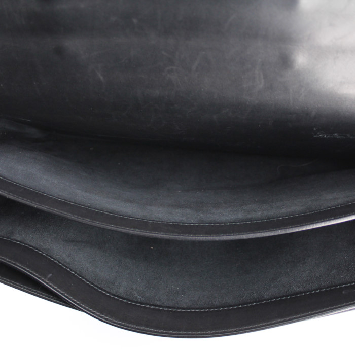 Hermes Sac à dépêches briefcase in black box leather - Detail D2