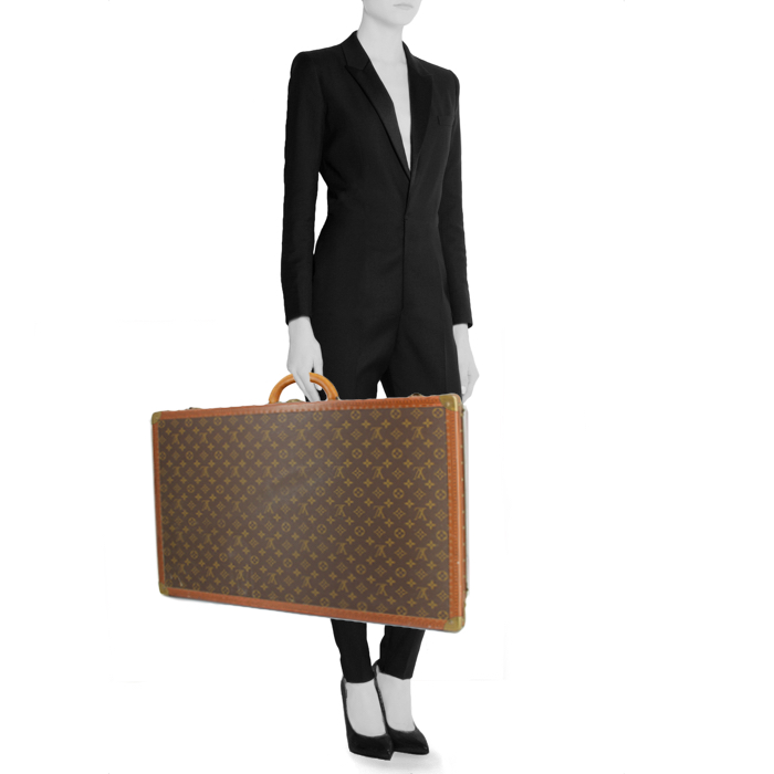 Valise Louis Vuitton Alzer en toile monogram et cuir naturel - Detail D1