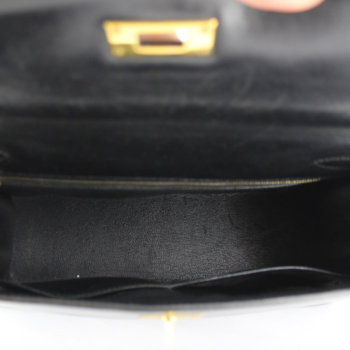 Sac à main Hermes Kelly 28 cm en cuir box noir - Detail D3