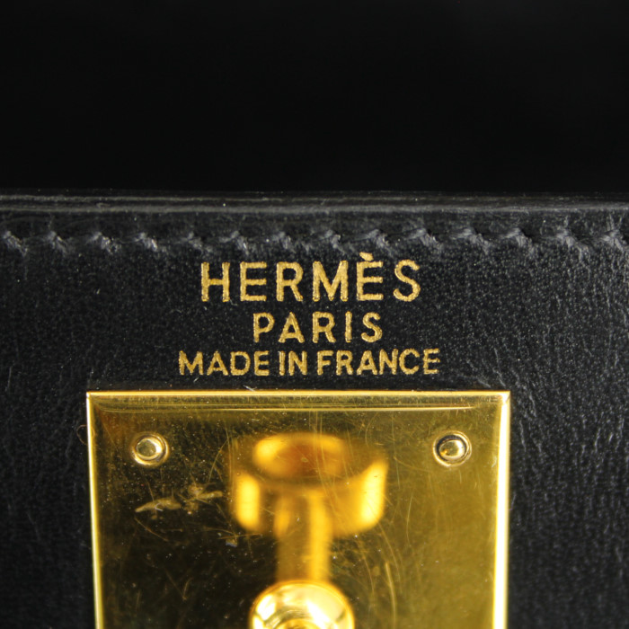Sac à main Hermes Kelly 28 cm en cuir box noir - Detail D4