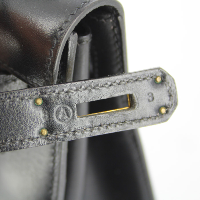 Borsa Kelly 28 cm in pelle box nera - Detail D5