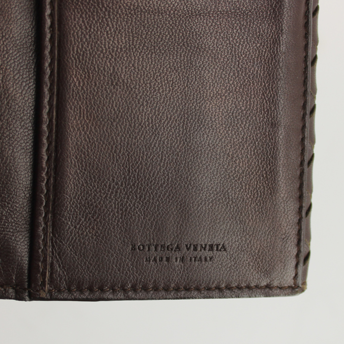 Portefeuille Bottega Veneta en cuir tressé marron - Detail D4
