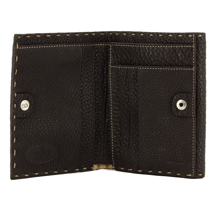 Fendi Selleria wallet in brown leather - Detail D1