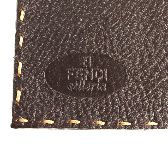 Billetera Fendi Selleria en cuero marrón - Detail D4