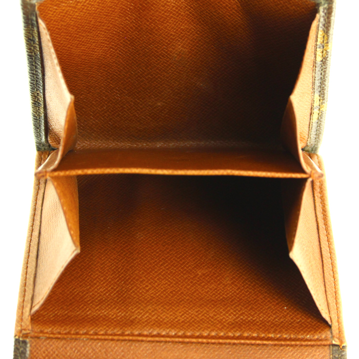 Billetera Louis Vuitton Elise en lona Monogram y cuero marrón - Detail D3