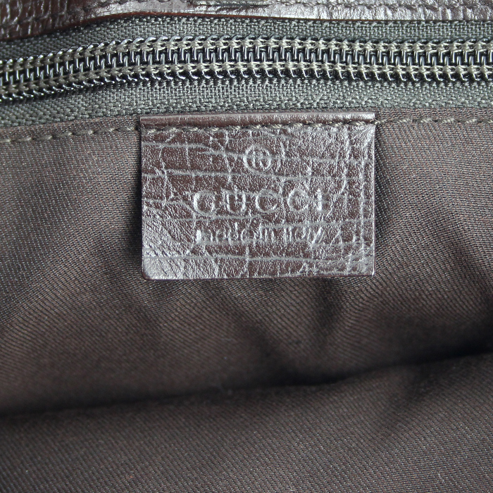 Shopping bag Gucci in tela monogram beige e pelle marrone - Detail D3