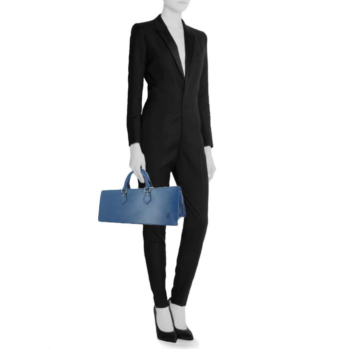 Louis Vuitton Triangle handbag in blue epi leather - Detail D1