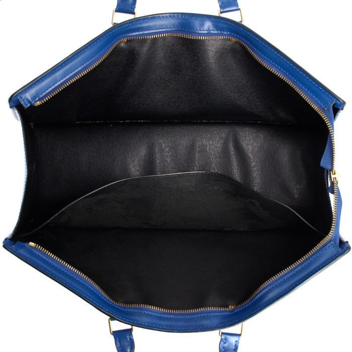 Louis Vuitton Triangle handbag in blue epi leather - Detail D2