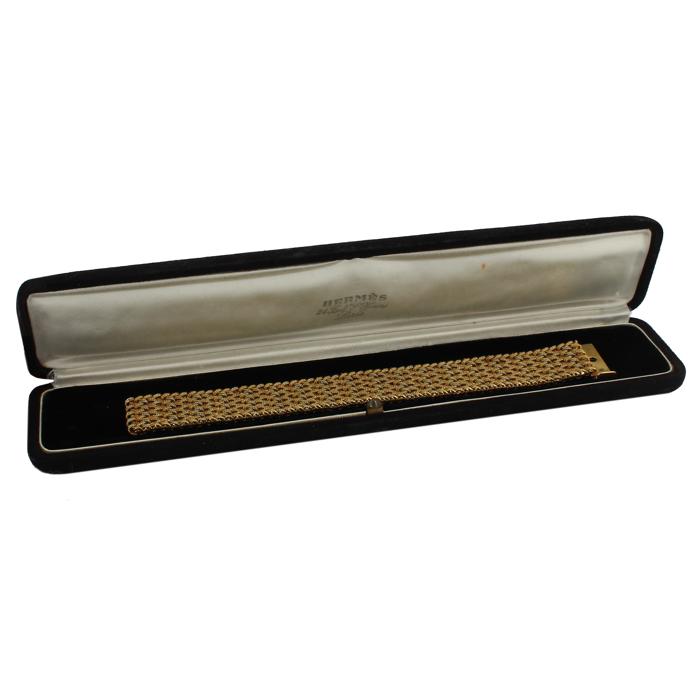 Hermes braided 1960's cuff bracelet in yellow gold and white gold - Detail D2