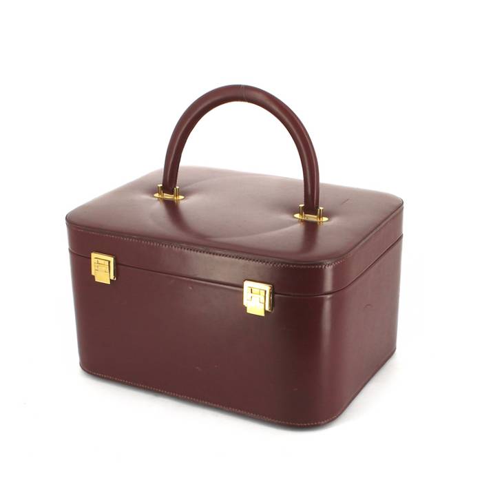 Leather vanity case Burberry Burgundy in Leather - 30952421