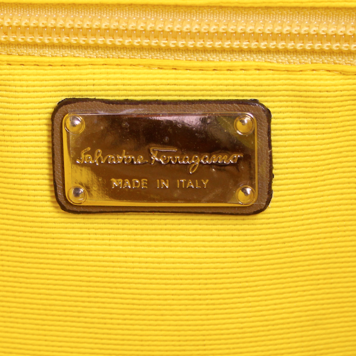 Bolso Cabás Salvatore Ferragamo en mimbre beige y marrón - Detail D3