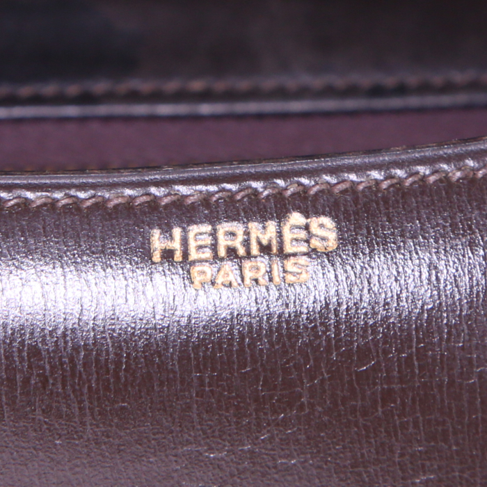 Sac à main Hermes Constance en cuir box marron-chocolat - Detail D4