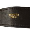 Cinturón Hermes en cuero marrón oscuro y metal - Detail D1 thumbnail