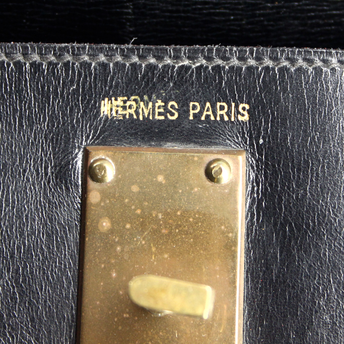 Hermes Haut à Courroies - Travel Bag travel bag in black box leather - Detail D4