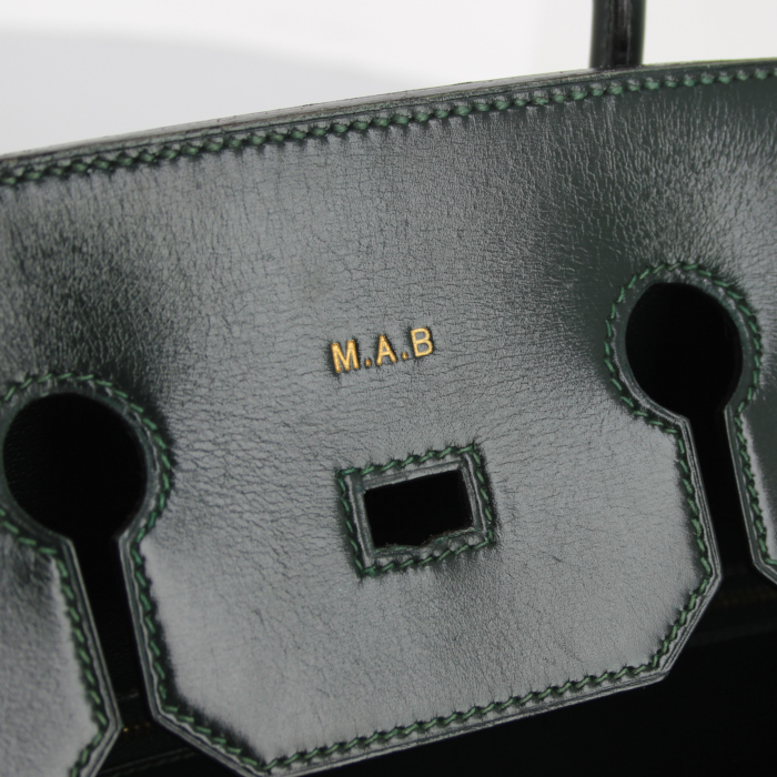Hermes Haut à Courroies handbag in green box leather - Detail D3