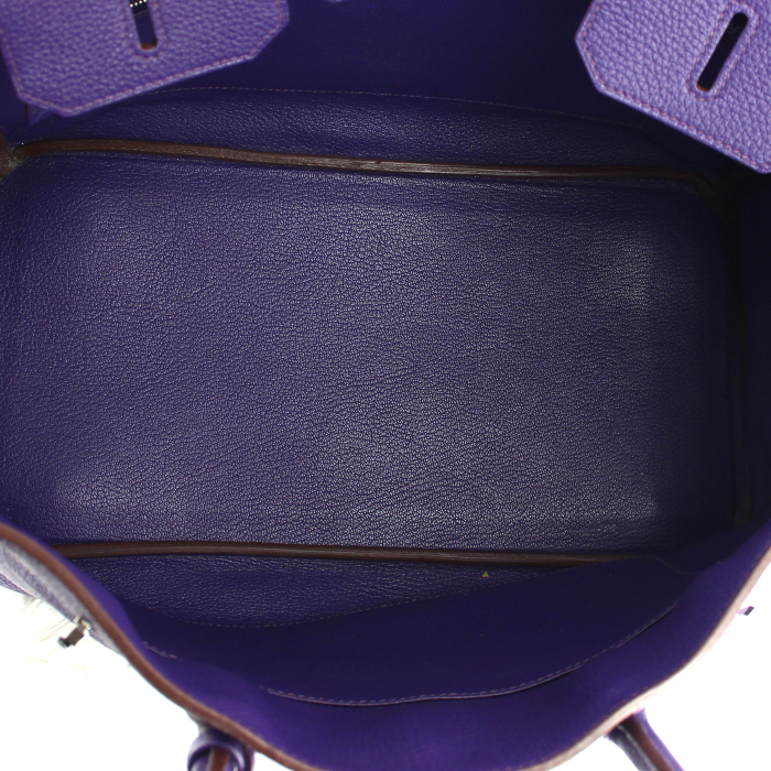 Bolso de mano Hermes Birkin 35 cm en cuero togo violeta - Detail D2