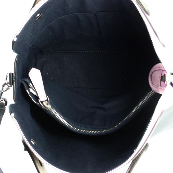 Fendi handbag in black, pink and taupe tricolor leather - Detail D3