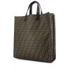 Fendi shopping bag in brown and black monogram canvas and black leather - 00pp thumbnail