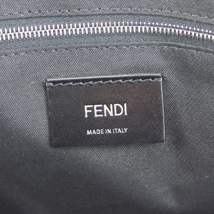 Shopping bag in tela monogram marrone e nera e pelle nera - Detail D3