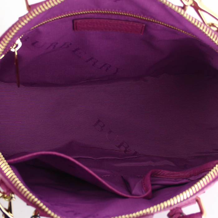 Bolso de mano Burberry Orchad en cuero rosa fucsia - Detail D3