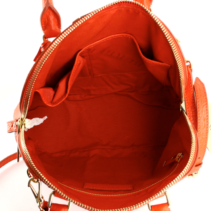 Sac à main Burberry Orchad en cuir orange - Detail D3