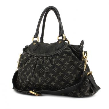 Bolso de mano Louis Vuitton en lona denim Monogram y cuero negro